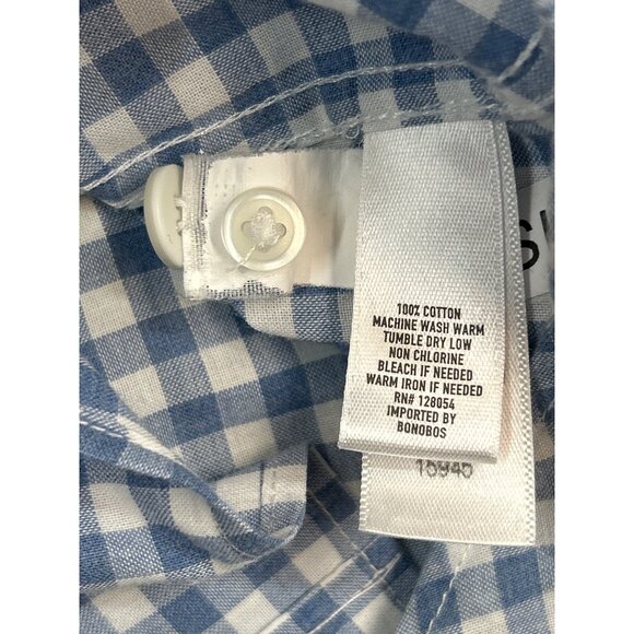 Bonobos Shirt Mens Large Blue White‎ Gingham Checkered Slim Fit Button-Down - Picture 4 of 7